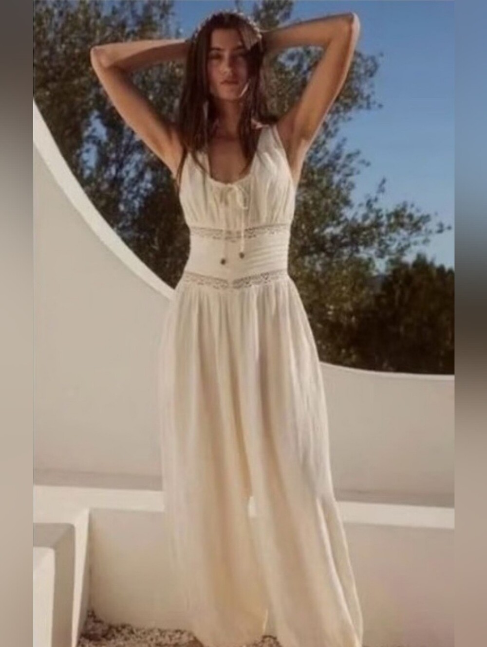 Free People Livin' Lovely Jumpsuit Size Small Cream Color